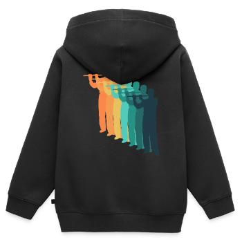 flûte rétro - Sweat Premium à capuche zippé enfant bio - noir - Dos - AI Model Kid Male (0cm)