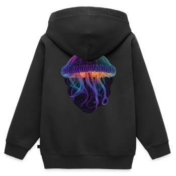 Galaxy Qualle - Kinder Premium Organic Zip Hoodie - Schwarz - Hinten - AI Model Kid Male (0cm)