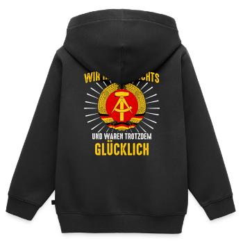 Allemagne de l’Est Ossi de l’Est RDA Patrie Bloc de l’Est - Sweat Premium à capuche zippé enfant bio - noir - Dos - AI Model Kid Male (0cm)