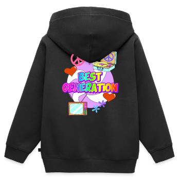 BESTE GENERATION 60er - Kinder Premium Organic Zip Hoodie - Schwarz - Hinten - AI Model Kid Male (0cm)