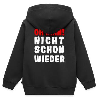 Oh man nicht schon wieder - Kinder Premium Organic Zip Hoodie - Schwarz - Hinten - AI Model Kid Male (0cm)
