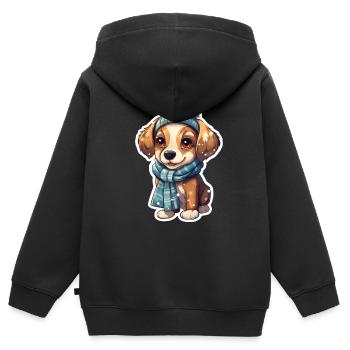 Winter Wuff im Schnee - Kinder Premium Organic Zip Hoodie - Schwarz - Hinten - AI Model Kid Male (0cm)