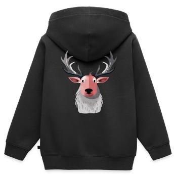 Bill the Christmas Reindeer - Kids Premium Organic Zip-up Hoodie - black - Back - AI Model Kid Male (0cm)