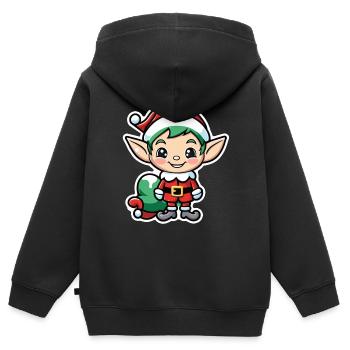 Elf Christmas Elf Gift Elf - Kids Premium Organic Zip-up Hoodie - black - Back - AI Model Kid Male (0cm)