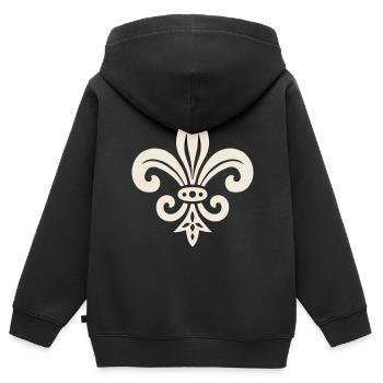 Simple Fleur de lis Design - Sweat Premium à capuche zippé enfant bio - noir - Dos - AI Model Kid Male (0cm)