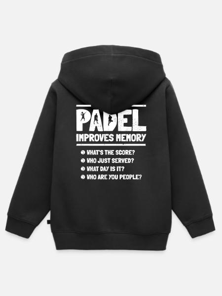 Giocare a Padel aiuta la Memoria Padel Divertente - Premium børne zip-hættetrøje økologisk - sort