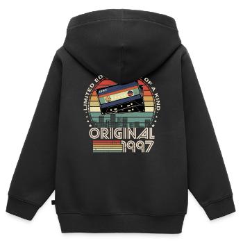 Limitierte Auflage 1997 27-jähriges Jubiläum - Kinder Premium Organic Zip Hoodie - Schwarz - Hinten - AI Model Kid Male (0cm)