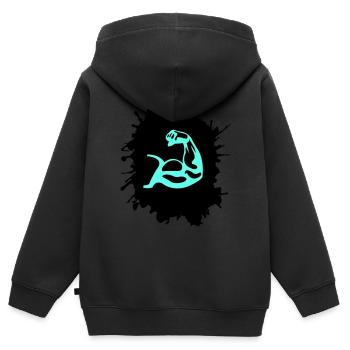 Éclaboussures de biceps - Sweat Premium à capuche zippé enfant bio - noir - Dos - AI Model Kid Male (0cm)