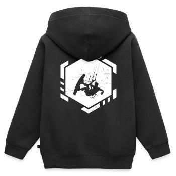Kitesurf Kitesurfen Kitesurfing Kitesurfer - Kinder Premium Organic Zip Hoodie - Schwarz - Hinten - AI Model Kid Male (0cm)