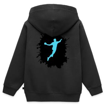 splatter handball - Kinder Premium Organic Zip Hoodie - Schwarz - Hinten - AI Model Kid Male (0cm)