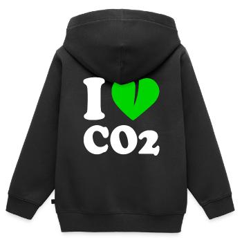 I love co2 - Sweat Premium à capuche zippé enfant bio - noir - Dos - AI Model Kid Male (0cm)