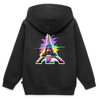 Eiffel tower #18 - Sweat Premium à capuche zippé enfant bio - noir - Dos - AI Model Kid Male (0cm)