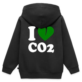 I love co2 - Sweat Premium à capuche zippé enfant bio - noir - Dos - AI Model Kid Male (0cm)