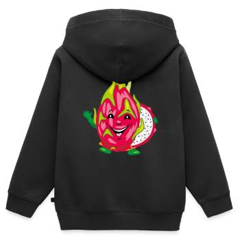 Lächelnde Pitaya-Drachenfrucht - Kinder Premium Organic Zip Hoodie - Schwarz - Hinten - AI Model Kid Male (0cm)