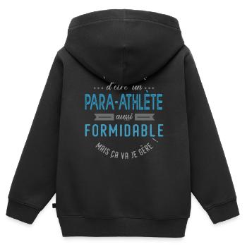 para athlète formidable sportif handicapé - Sweat Premium à capuche zippé enfant bio - noir - Dos - AI Model Kid Male (0cm)