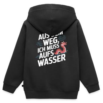 Aus dem Weg, ich muss aufs Wasser - Kinder Premium Organic Zip Hoodie - Schwarz - Hinten - AI Model Kid Male (0cm)