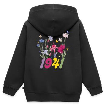 Geburtsjahr 1941 Wildblumen - Kinder Premium Organic Zip Hoodie - Schwarz - Hinten - AI Model Kid Male (0cm)