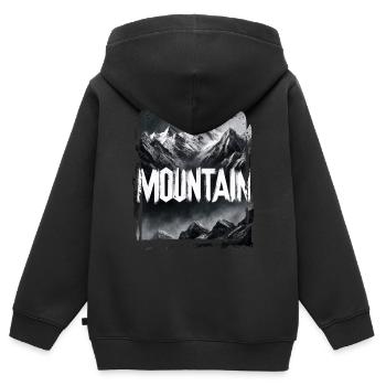 Amour Montagne Aventure Forêt - Sweat Premium à capuche zippé enfant bio - noir - Dos - AI Model Kid Male (0cm)