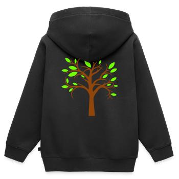 arbre belles feuilles nature forêt arbre silhouette - Sweat Premium à capuche zippé enfant bio - noir - Dos - AI Model Kid Male (0cm)