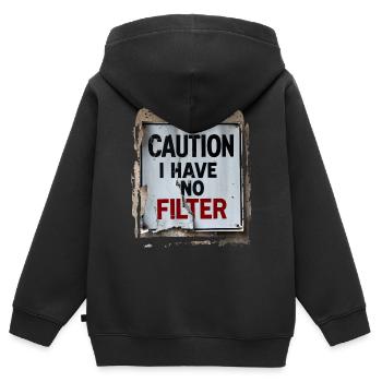 Achtung Ich habe keinen Filter Lustiger sarkastischer Humor - Kinder Premium Organic Zip Hoodie - Schwarz - Hinten - AI Model Kid Male (0cm)