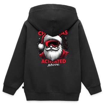 Weihnachtsmann mit Skibrille - Christmas Mode - Kinder Premium Organic Zip Hoodie - Schwarz - Hinten - AI Model Kid Male (0cm)
