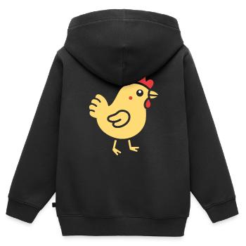 Huhn - Kinder Premium Organic Zip Hoodie - Schwarz - Hinten - AI Model Kid Male (0cm)