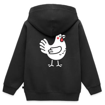 Huhn - Kinder Premium Organic Zip Hoodie - Schwarz - Hinten - AI Model Kid Male (0cm)