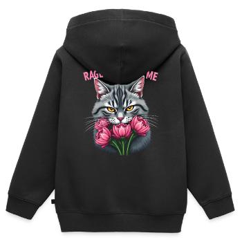 Rage Consumes Me Lustiges Katzenblümchen - Kinder Premium Organic Zip Hoodie - Schwarz - Hinten - AI Model Kid Male (0cm)