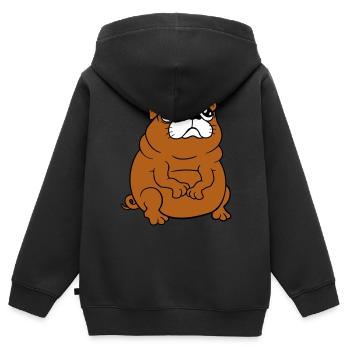 Mops Hund Sitzt Klein Betteln Dick Guckt Traurig - Kinder Premium Organic Zip Hoodie - Schwarz - Hinten - AI Model Kid Male (0cm)