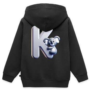 Cuddly koala climbs on the letter K - Kids Premium Organic Zip-up Hoodie - black - Back - AI Model Kid Male (0cm)