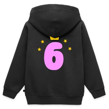 6e anniversaire de la fille - Sweat Premium à capuche zippé enfant bio - noir - Dos - AI Model Kid Male (0cm)