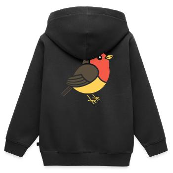 rouge-gorge OISEAU - Sweat Premium à capuche zippé enfant bio - noir - Dos - AI Model Kid Male (0cm)
