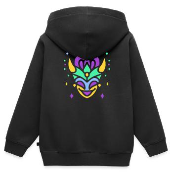 masque carnaval - Sweat Premium à capuche zippé enfant bio - noir - Dos - AI Model Kid Male (0cm)