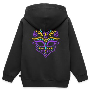masque carnaval - Sweat Premium à capuche zippé enfant bio - noir - Dos - AI Model Kid Male (0cm)