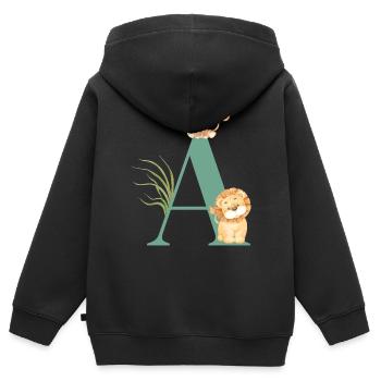 Brief an Green Jungle Animals - Kinder Premium Organic Zip Hoodie - Schwarz - Hinten - AI Model Kid Male (0cm)