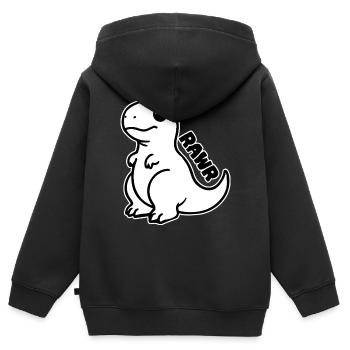 Dinosaure mignon - T-rex Rawr Design - Sweat Premium à capuche zippé enfant bio - noir - Dos - AI Model Kid Male (0cm)