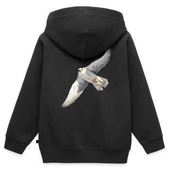 Vol GyrFalcoin - Sweat Premium à capuche zippé enfant bio - noir - Dos - AI Model Kid Male (0cm)