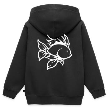 goldfisch - Kinder Premium Organic Zip Hoodie - Schwarz - Hinten - AI Model Kid Male (0cm)