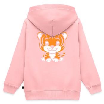 Tiger - Kinder Premium Organic Zip Hoodie - Rosa - Hinten - AI Model Kid Female (0cm)
