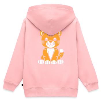Tiger - Kinder Premium Organic Zip Hoodie - Rosa - Hinten - AI Model Kid Female (0cm)