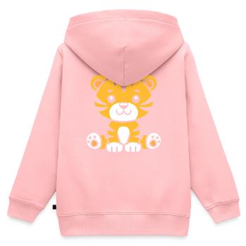 Tiger - Kinder Premium Organic Zip Hoodie - Rosa - Hinten - AI Model Kid Female (0cm)