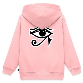 Symbole de l’œil d’Horus en Égypte - Sweat Premium à capuche zippé enfant bio - rose - Dos - AI Model Kid Female (0cm)