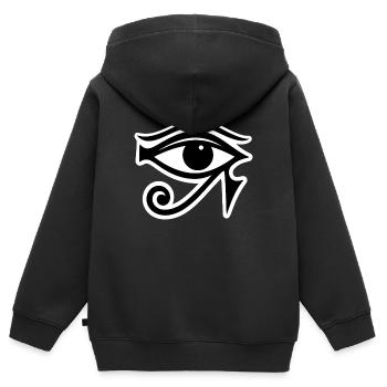 Symbole de l’œil d’Horus en Égypte - Sweat Premium à capuche zippé enfant bio - noir - Dos - AI Model Kid Male (0cm)
