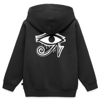 Symbole de l’œil d’Horus en Égypte - Sweat Premium à capuche zippé enfant bio - noir - Dos - AI Model Kid Male (0cm)