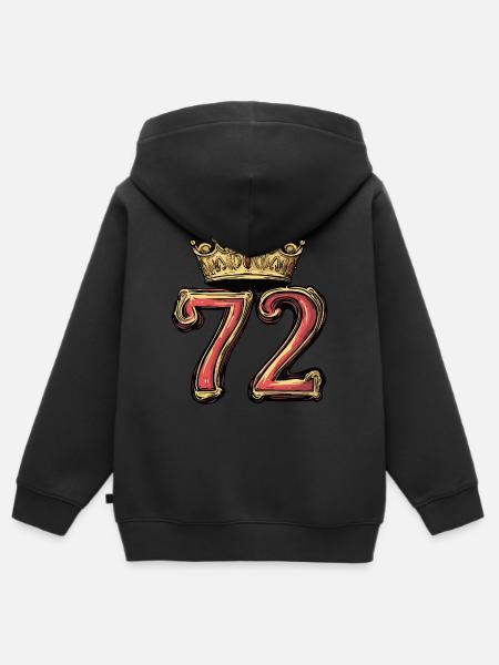 72 Number Crown - Kids Premium Organic Zip-up Hoodie - black