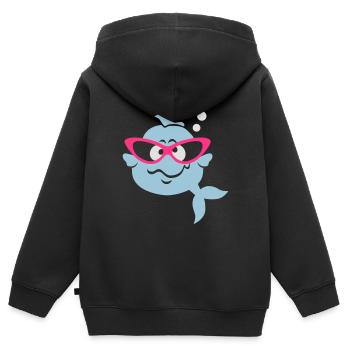 Retrofisch - Kinder Premium Organic Zip Hoodie - Schwarz - Hinten - AI Model Kid Male (0cm)