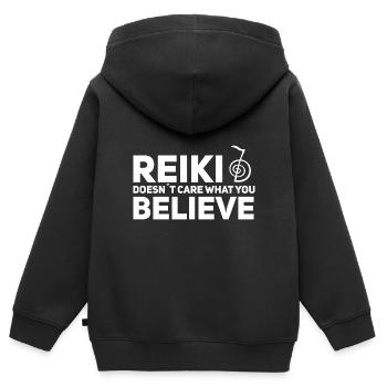 Reiki - Kinder Premium Organic Zip Hoodie - Schwarz - Hinten - AI Model Kid Male (0cm)