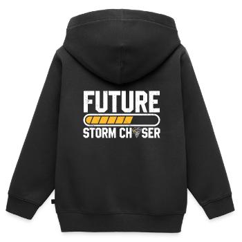 Storm Chasing - Kinder Premium Organic Zip Hoodie - Schwarz - Hinten - AI Model Kid Male (0cm)