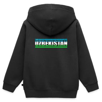 Ouzbékistan - Sweat Premium à capuche zippé enfant bio - noir - Dos - AI Model Kid Male (0cm)