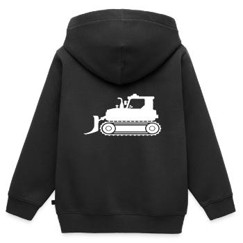 T-shirt bulldozer blanc - Sweat Premium à capuche zippé enfant bio - noir - Dos - AI Model Kid Male (0cm)
